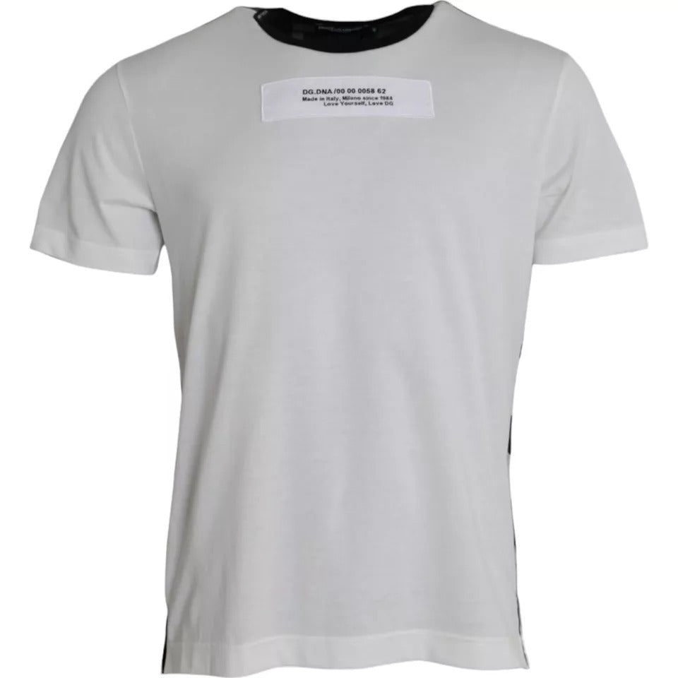 Black and White Camouflage Round Neck T-Shirt