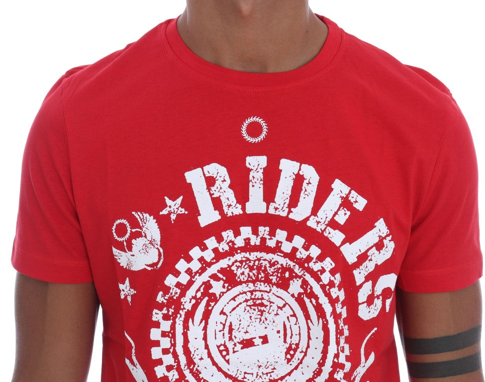 Rotes Baumwoll-RIDERS T-Shirt mit Rundhalsausschnitt