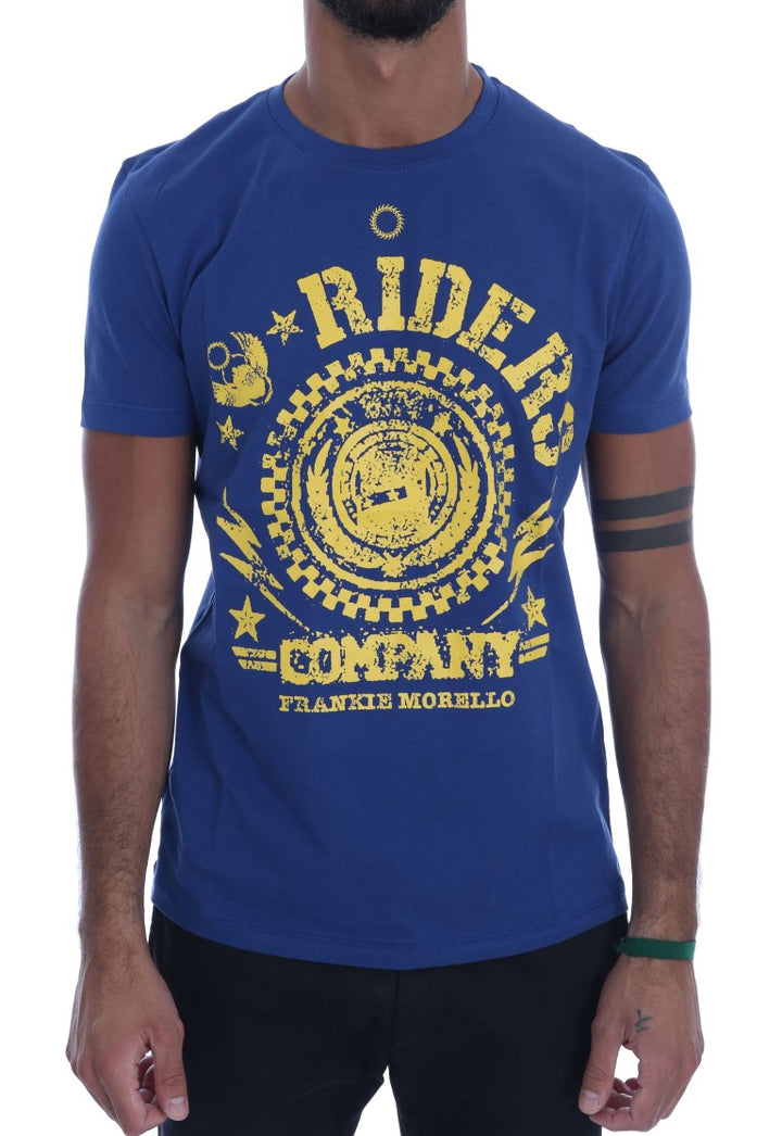 Stilvolles blaues Reiter-Motiv Baumwoll-T-Shirt