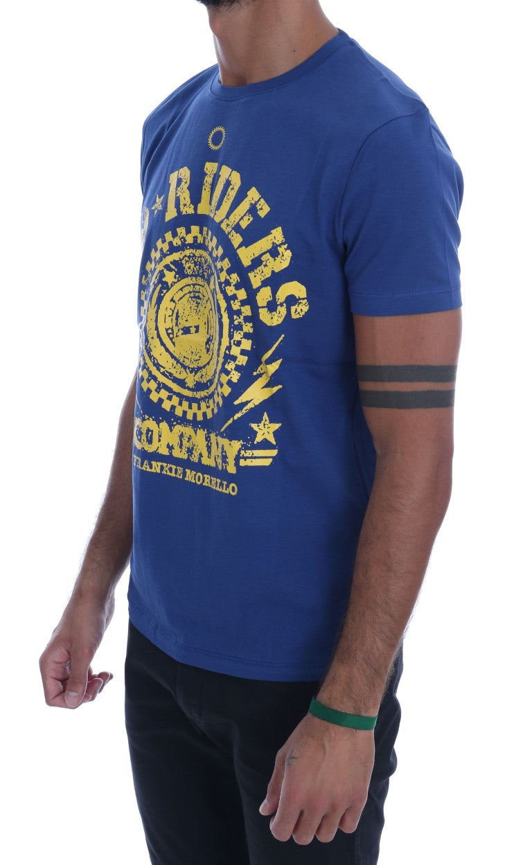 Stilvolles blaues Reiter-Motiv Baumwoll-T-Shirt