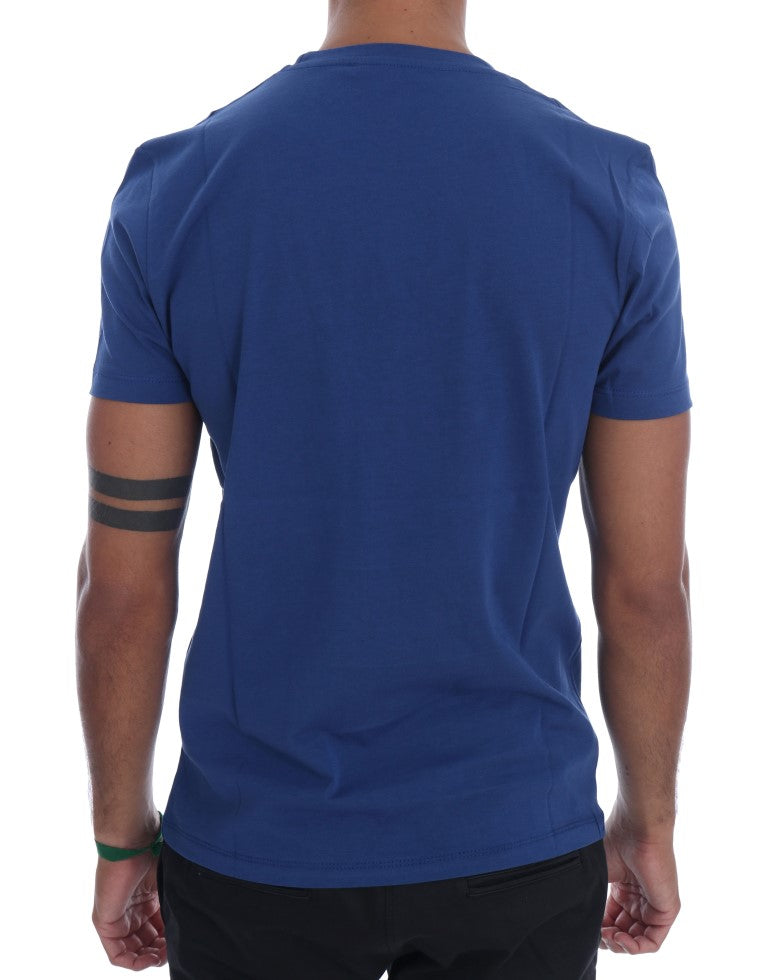 Stilvolles blaues Reiter-Motiv Baumwoll-T-Shirt