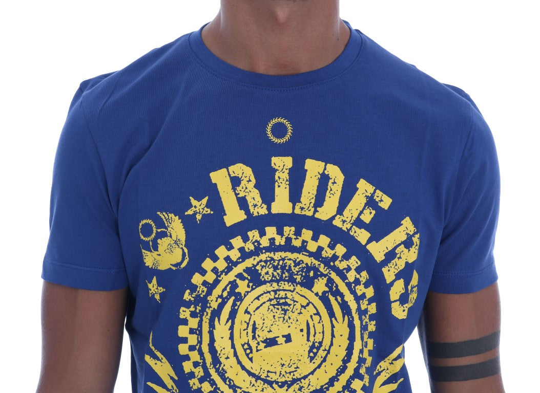Stilvolles blaues Reiter-Motiv Baumwoll-T-Shirt
