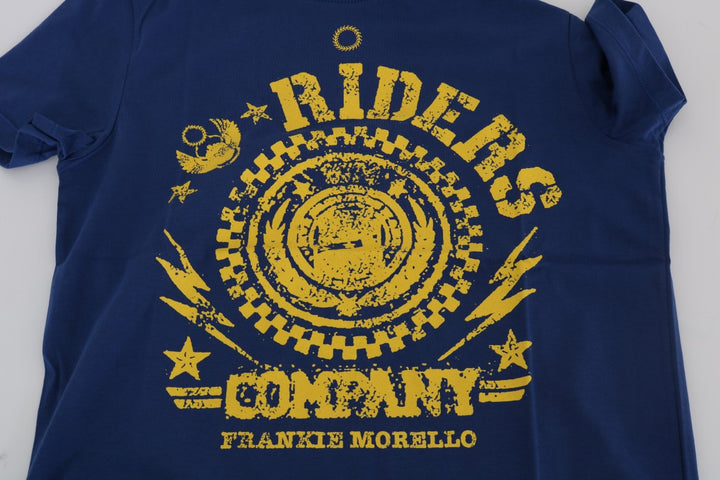 Stilvolles blaues Reiter-Motiv Baumwoll-T-Shirt