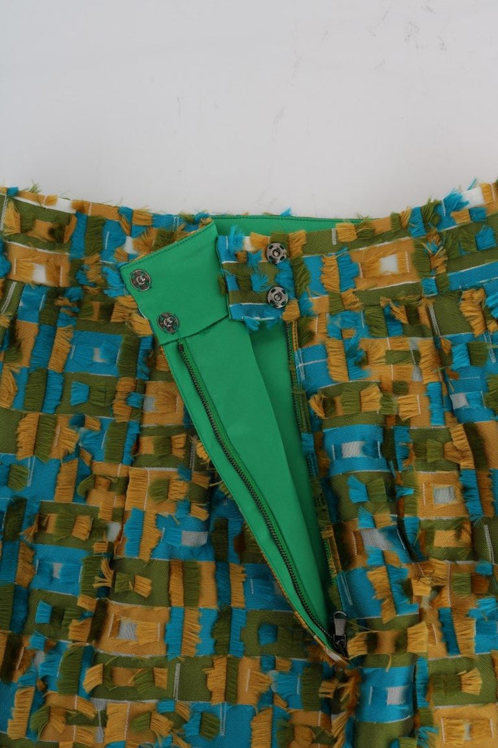 Eleganter grüner Jacquard-Rock mit hoher Taille