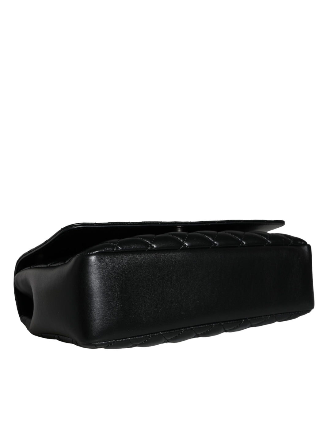 Black quilted lambskin leather crossbody shoulder bag
