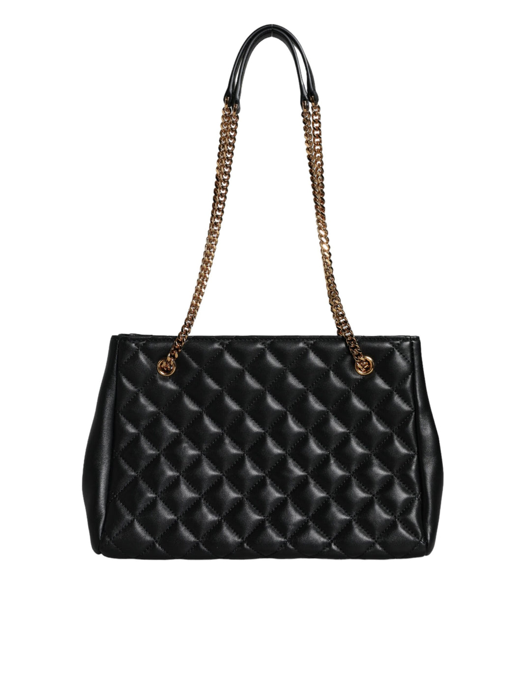 Black quilted nappa leather shoulder bag with chain strap