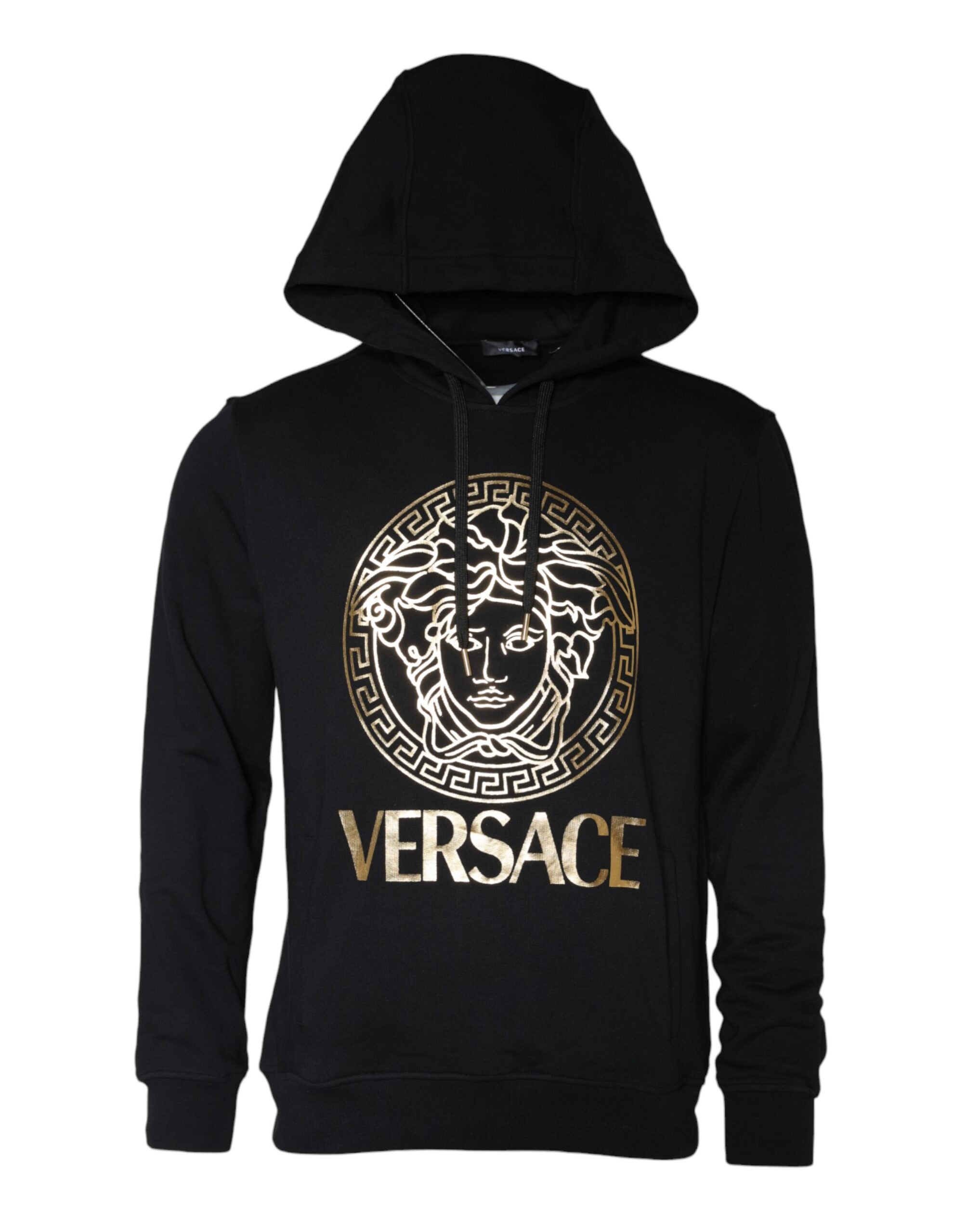 Black Medusa Print Cotton Hoodie Pullover Sweatshirt