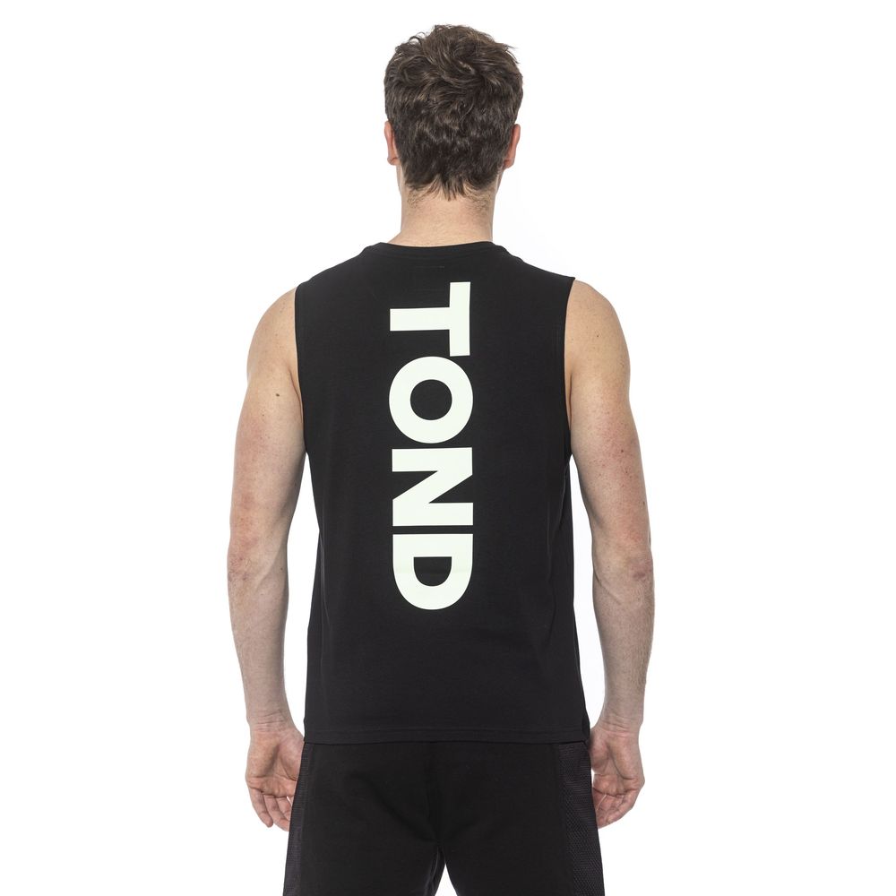 Black cotton tank top for men