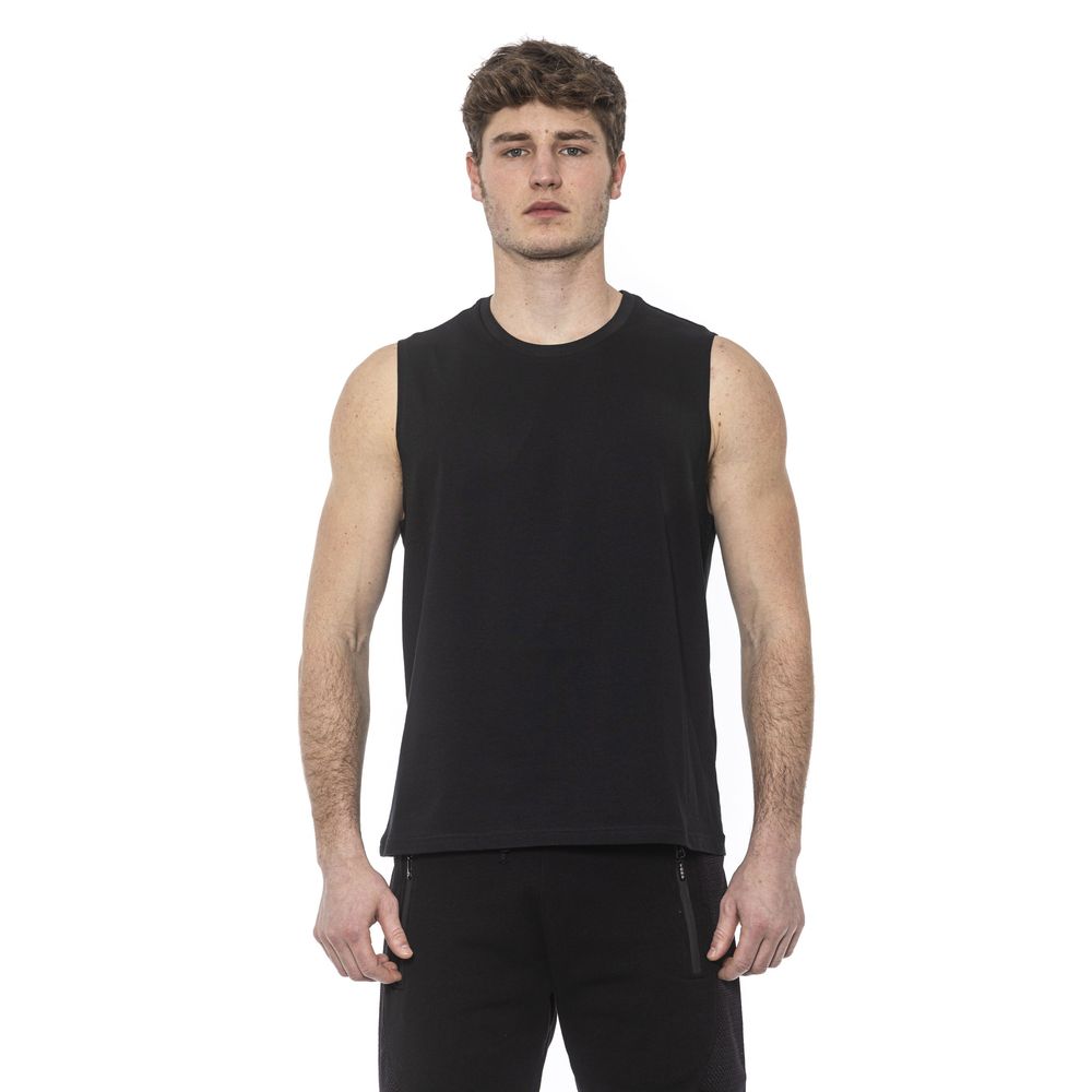 Black cotton tank top for men