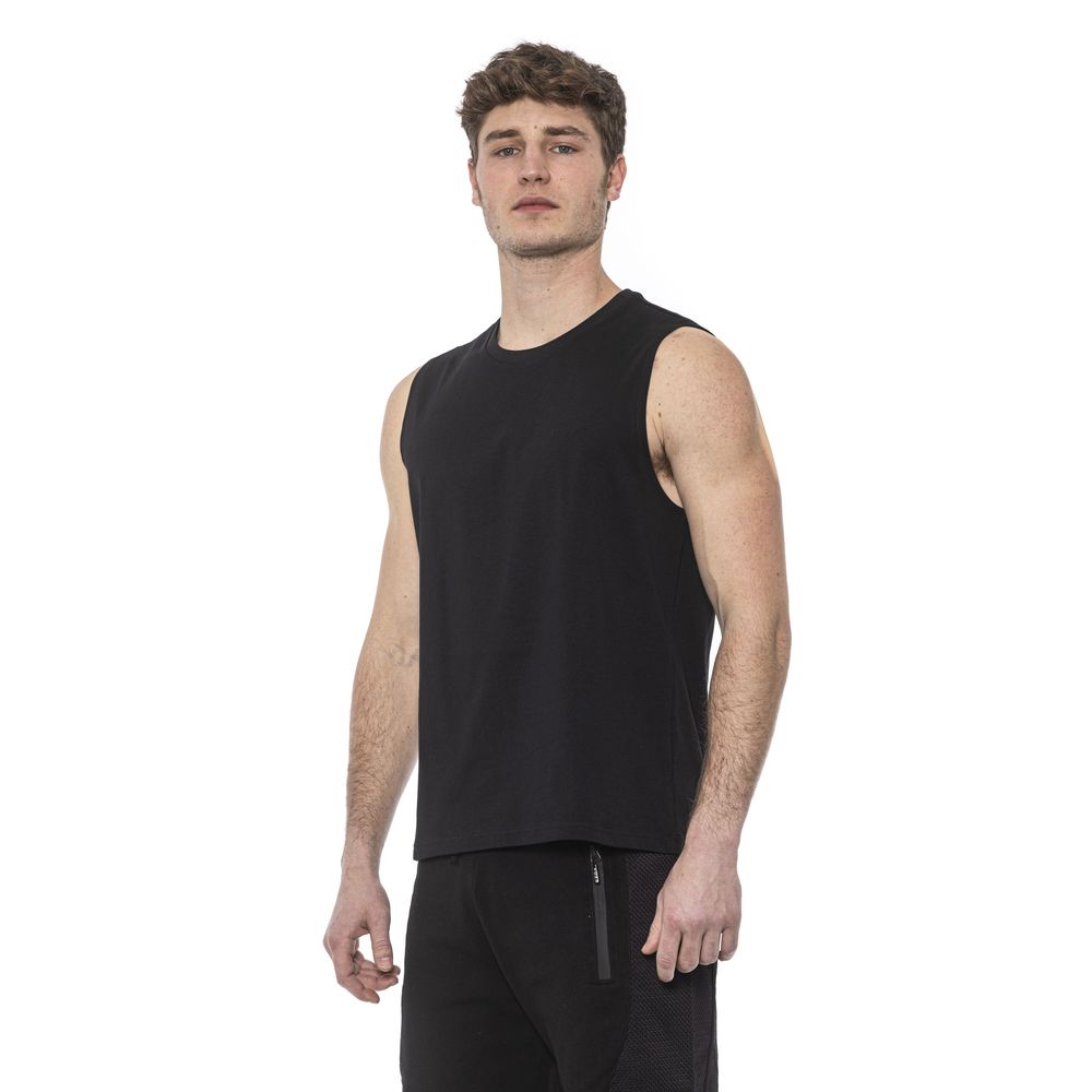 Black cotton tank top for men