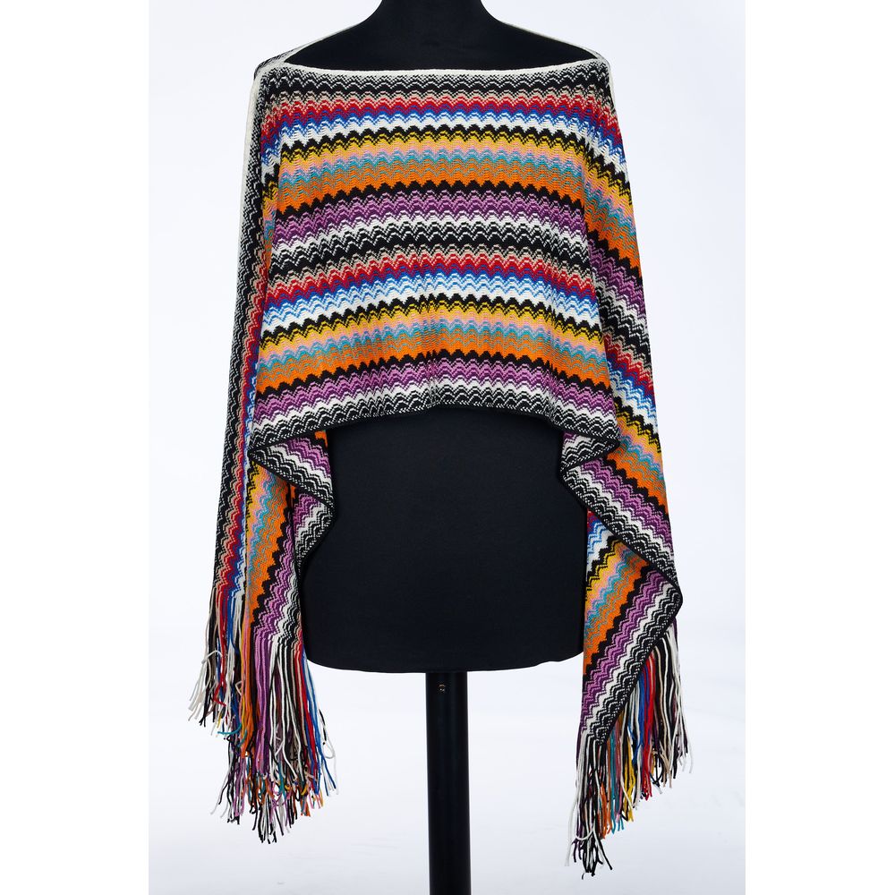 Multicolor wool women poncho