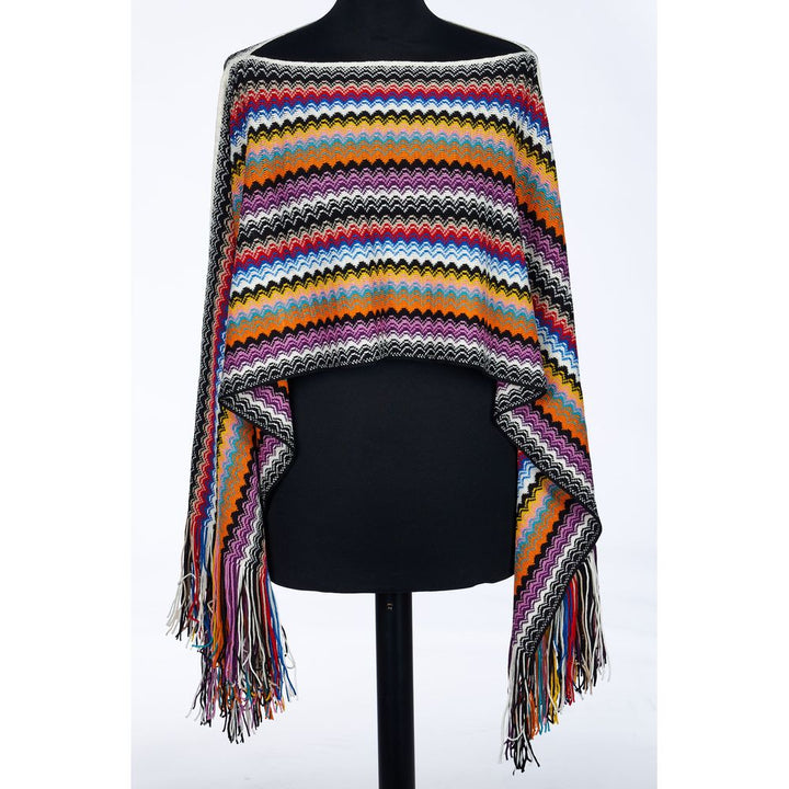 Multicolor wool women poncho