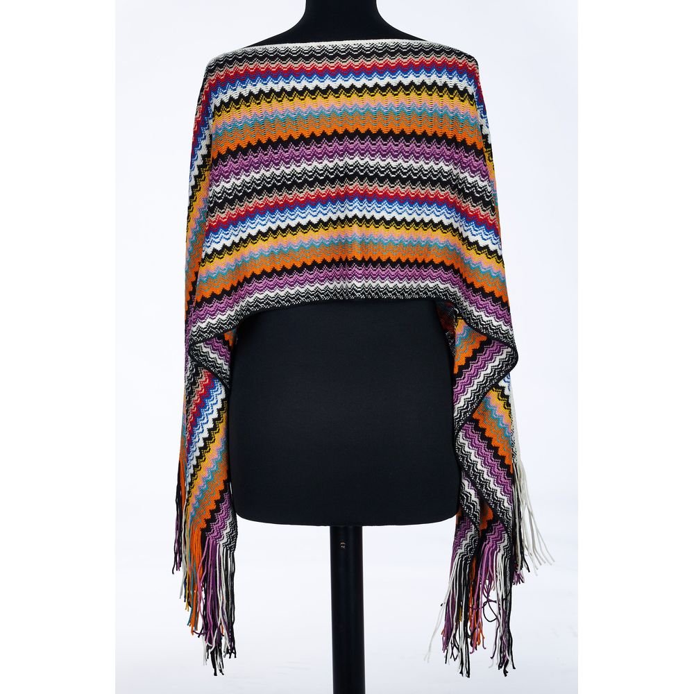 Multicolor wool women poncho