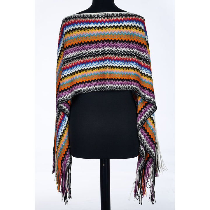 Multicolor wool women poncho