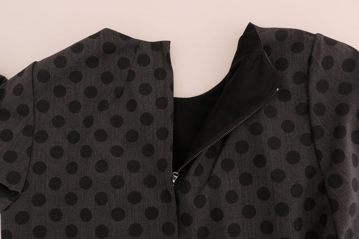 Graues gepunktetes Stretchkleid aus Wolle