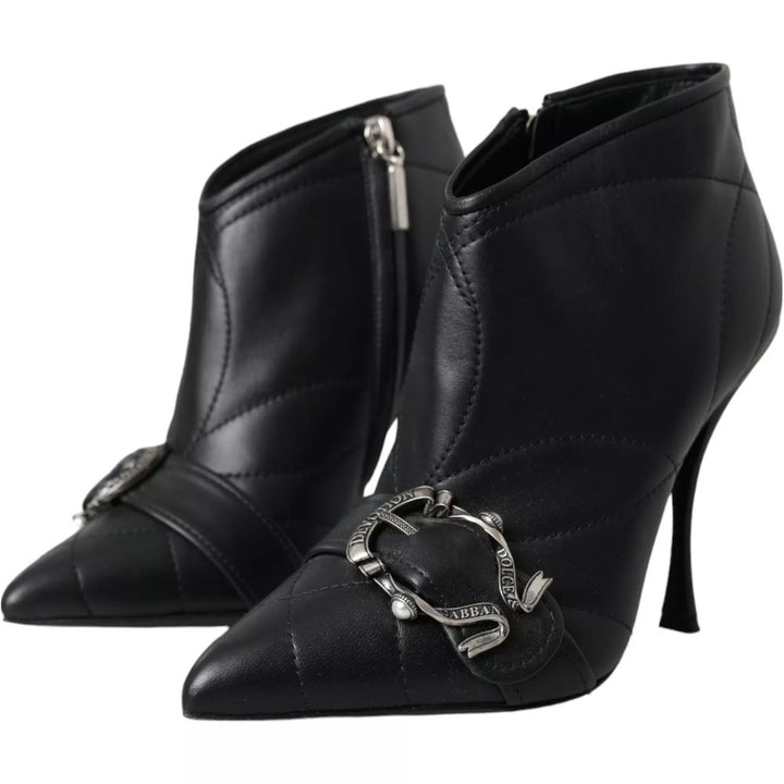 Dolce & Gabbana Schwarzes Leder Di Lammfell Stiefel