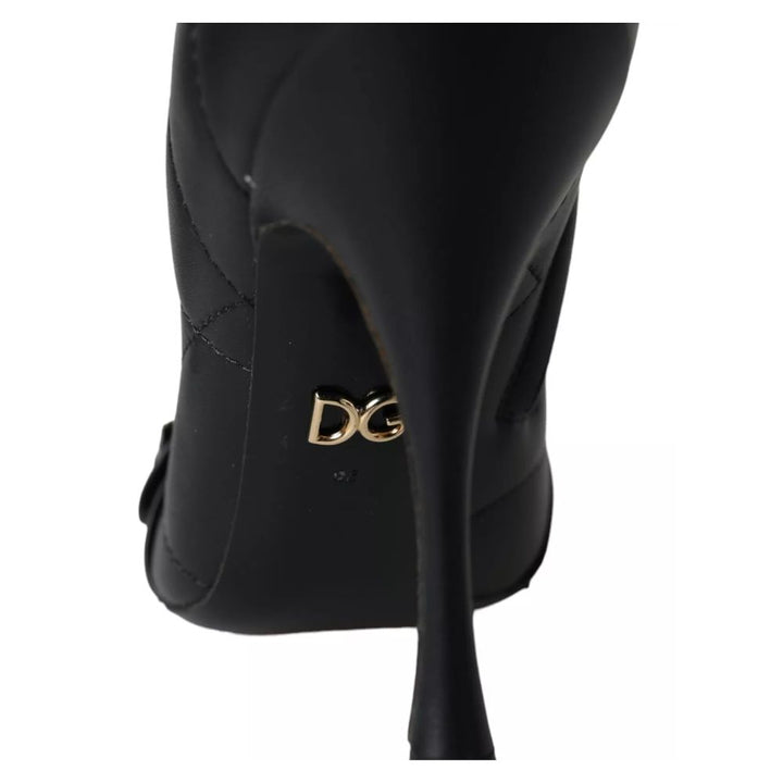 Dolce & Gabbana Schwarzes Leder Di Lammfell Stiefel