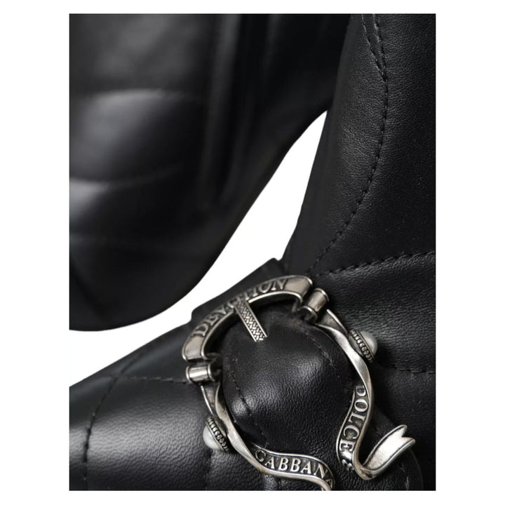 Dolce & Gabbana Schwarzes Leder Di Lammfell Stiefel