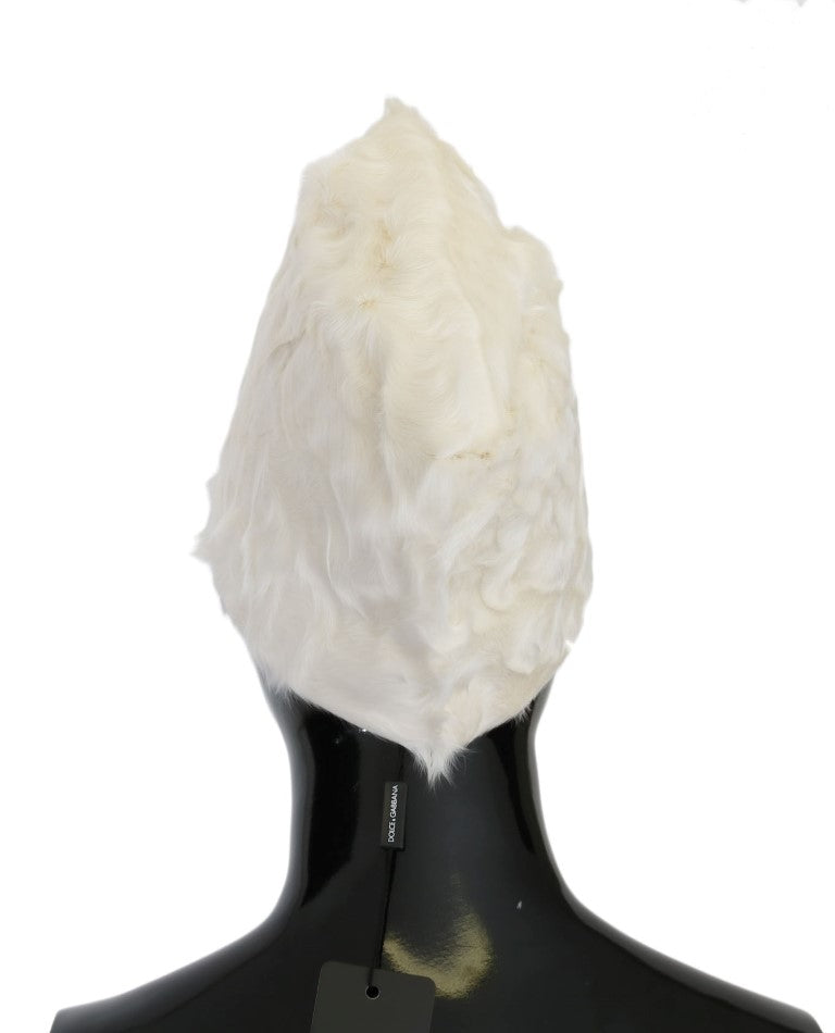 Elegante weiße Pelzmütze Luxus Wintermütze
