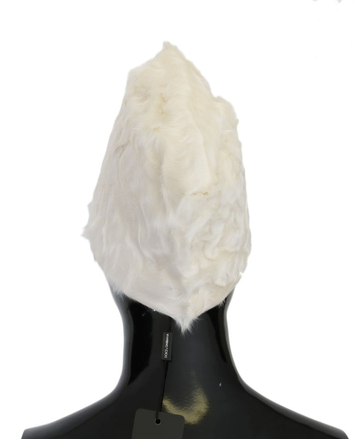 Elegante weiße Pelzmütze Luxus Wintermütze