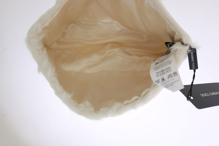 Elegante weiße Pelzmütze Luxus Wintermütze