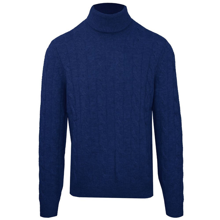 Malo Blauer Wollpullover für Männer mit Rollkragen