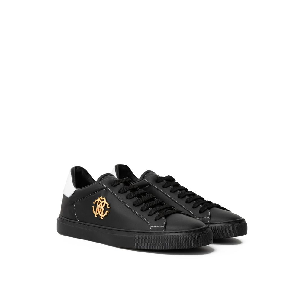 Roberto Cavalli Schwarzer Leder-Sneaker