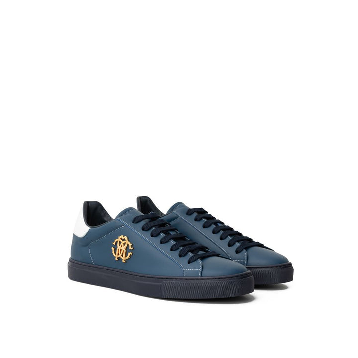 Roberto Cavalli Blaue Leder Sneaker