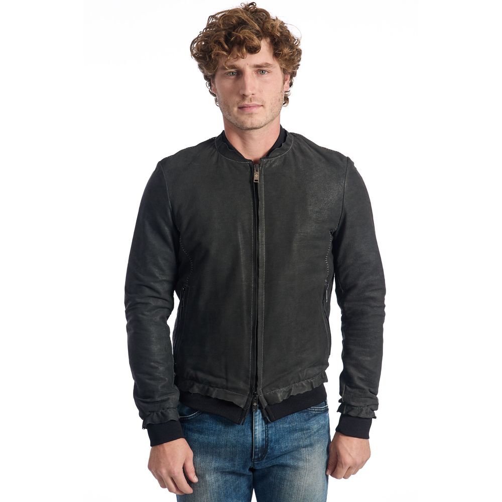 Graue Lammfell Herren Jacke