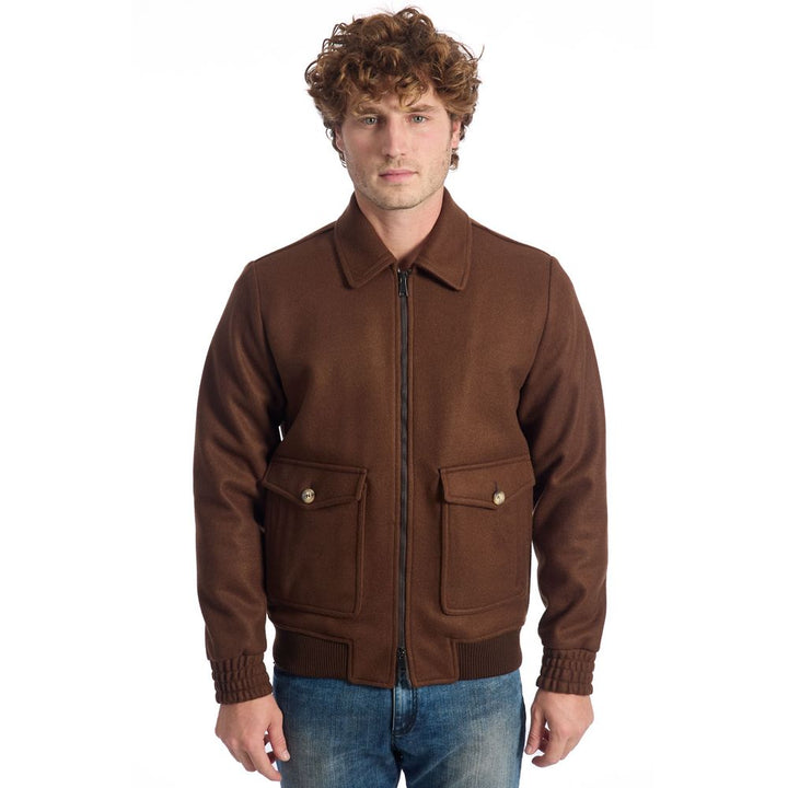 Roberto Pepe Luxury Braune Polyester Herrenjacke