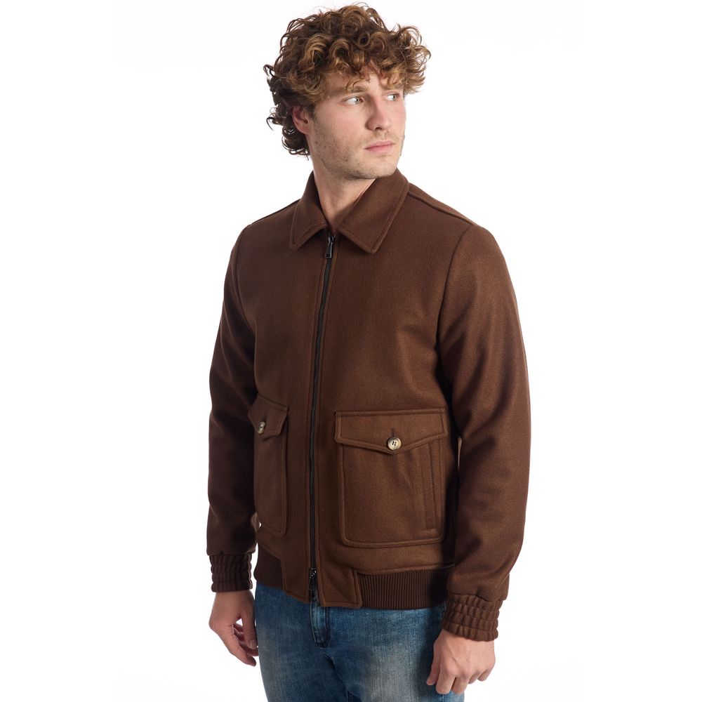 Roberto Pepe Luxury Braune Polyester Herrenjacke