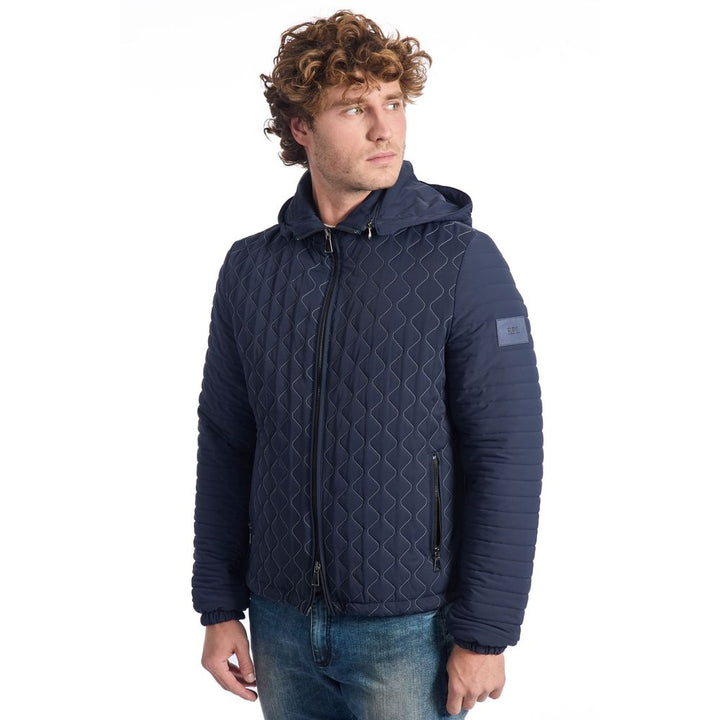 Blue polyamide men's jacket