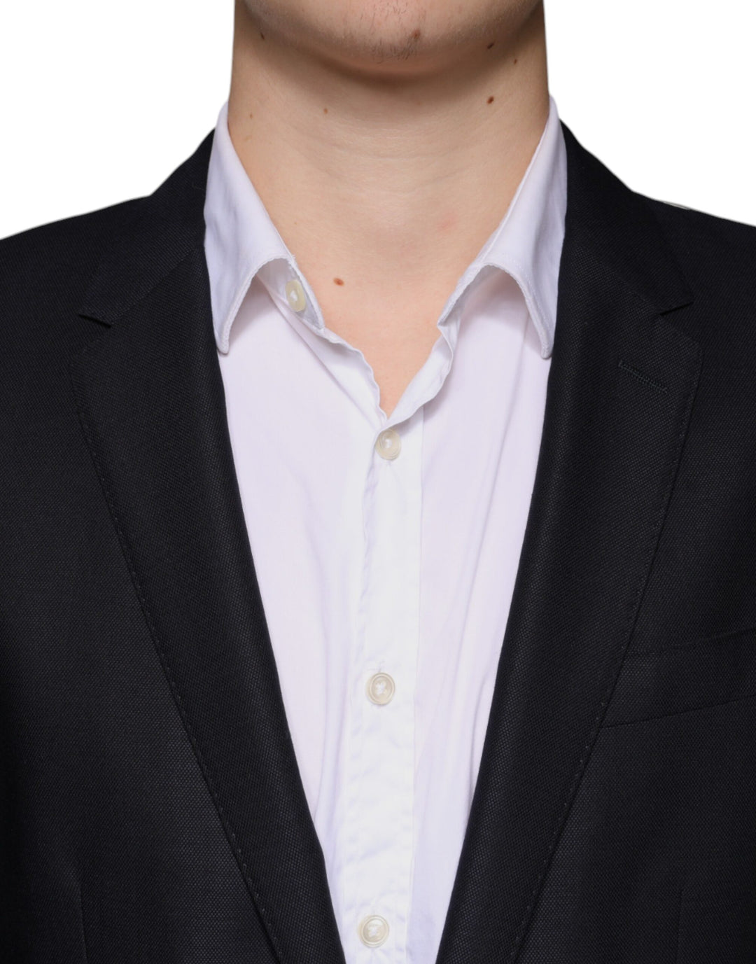 Dunkelblauer einreihiger Wollmantel Blazer