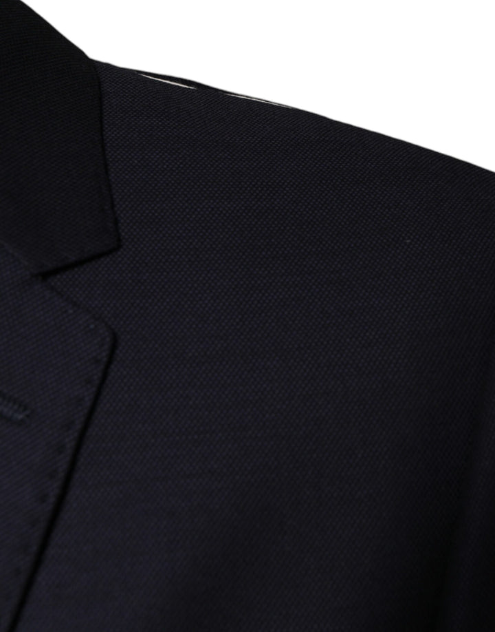 Dunkelblauer einreihiger Wollmantel Blazer