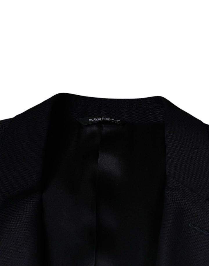 Dunkelblauer einreihiger Wollmantel Blazer