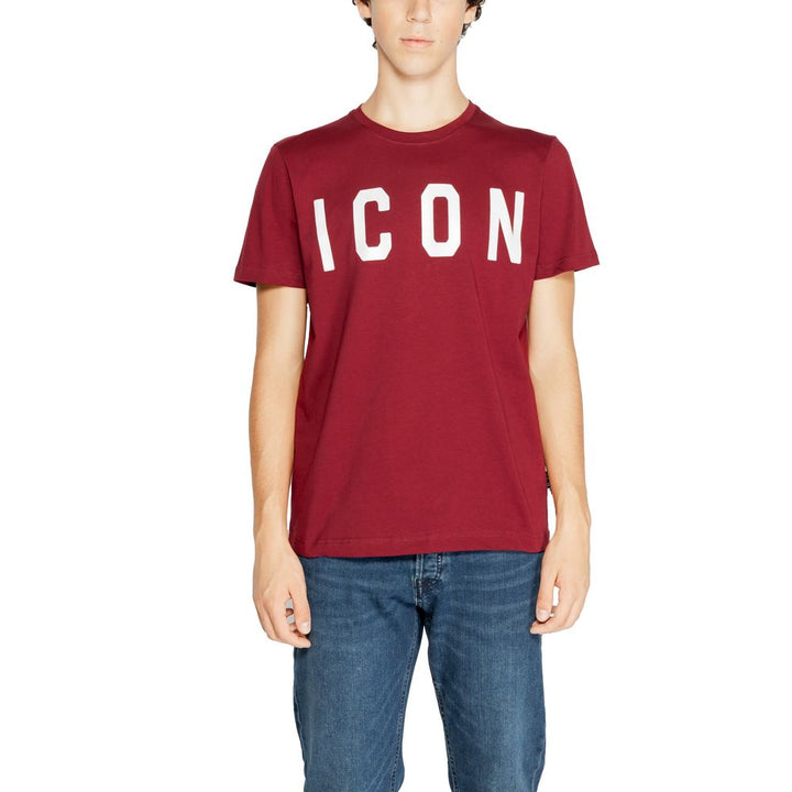 Icon Bordeauxfarbenes T-Shirt aus Baumwolle