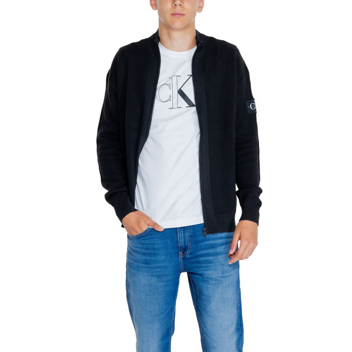 Calvin Klein Jeans Schwarzer Baumwoll-Rigenerato-Cardigan