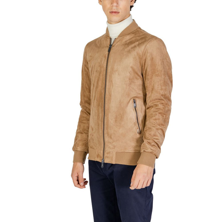 Gianni Lupo Beigefarbene Polyesterjacke