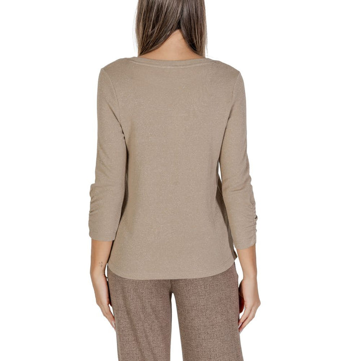 Beige Polyester Langarmshirt