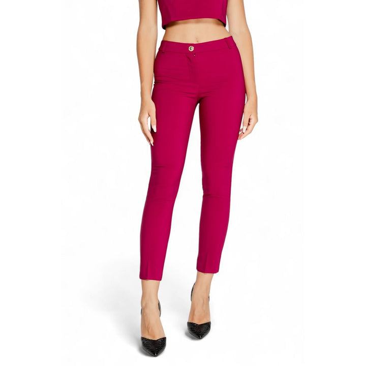 Burgundy polyester jeans &amp; trousers