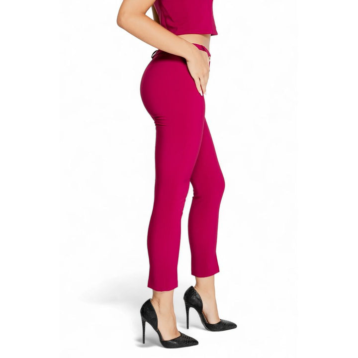 Burgundy polyester jeans &amp; trousers