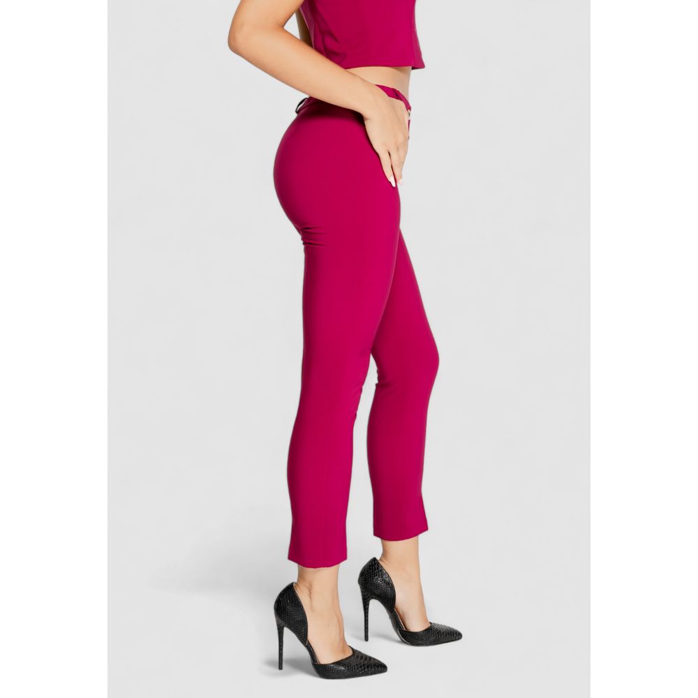 Burgundy polyester jeans &amp; trousers