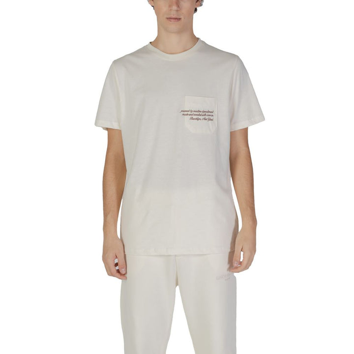 T-Shirt aus cremefarbener Baumwolle