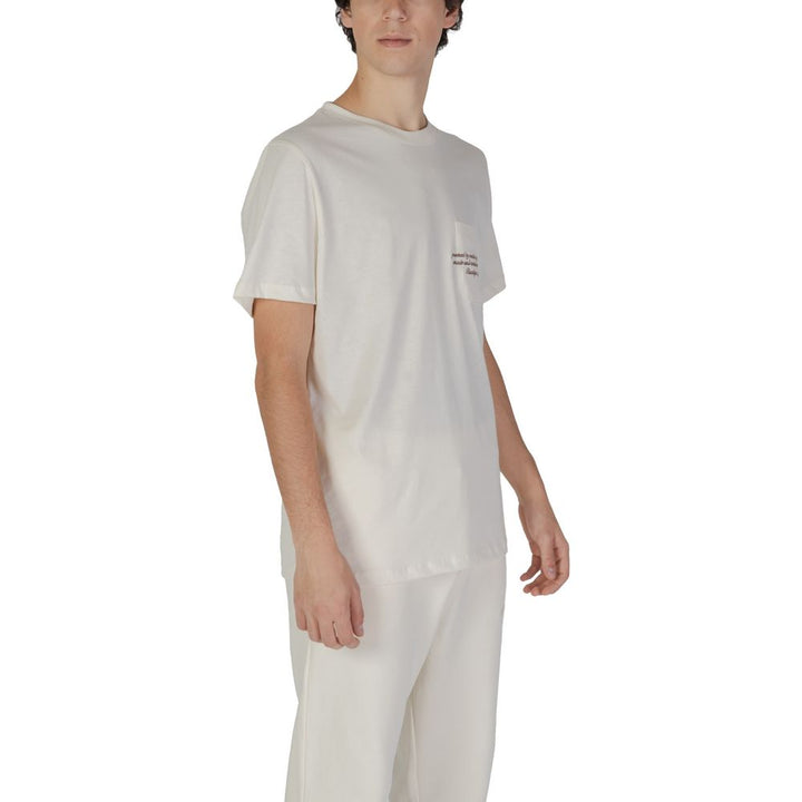 T-Shirt aus cremefarbener Baumwolle