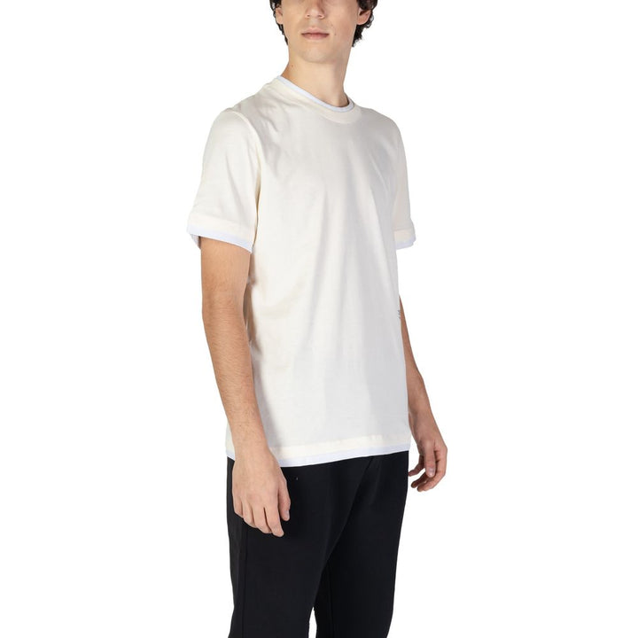 T-Shirt aus cremefarbener Baumwolle