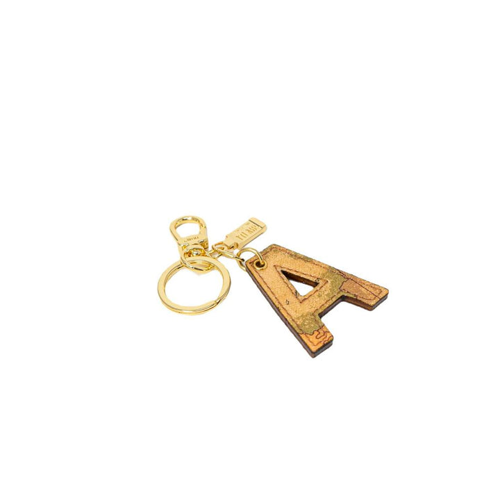 Beige leather keychain