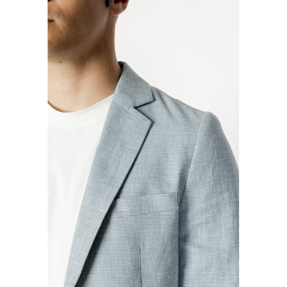 Green linen suit