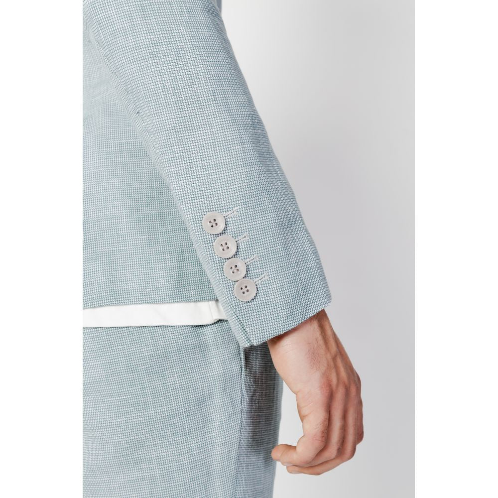 Green linen suit