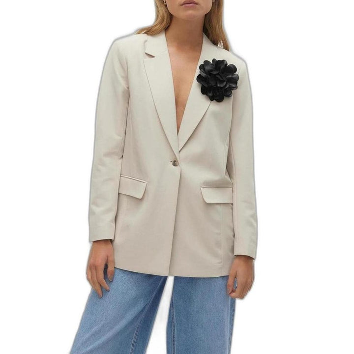 Beigefarbener Polyester-Blazer