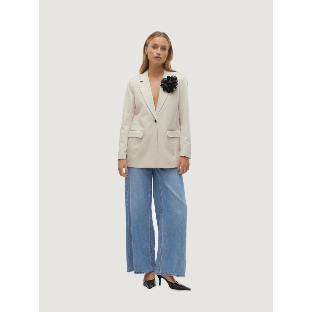 Beigefarbener Polyester-Blazer